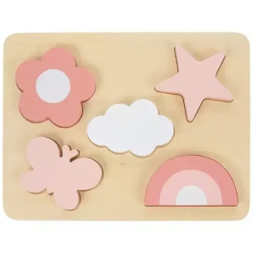 Pink Whimsical Baby Wood Puzzle
