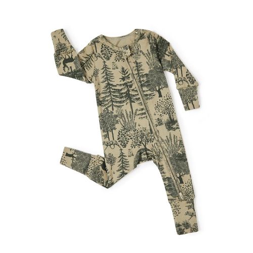 PATPAT Baby Clothes with Premium Soft Wool, Footie Pajama for Baby Boy Girl, Tencel Lyocell Romper Sleeper with 2-Way Zipper, Emerald Grove, 12-18 Months