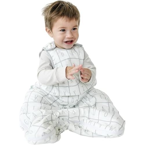 Tealbee Dreambag: Rayon Made from Bamboo, Organic Cotton Baby Sleep Sack Universal Fit 6-24 Months - 1.2 TOG All Season Baby Wearable Blanket - 2-Way Zipper - Alphabet