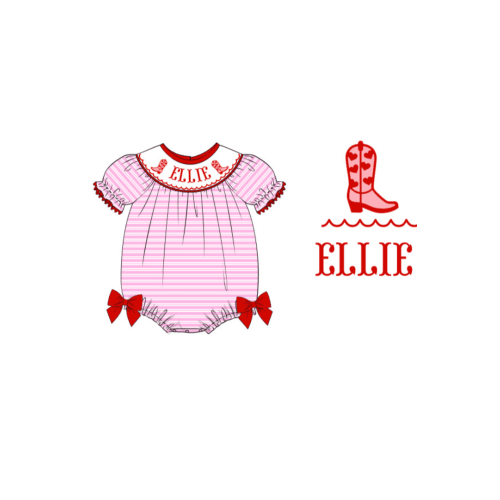 Pre-Order Custom Name Smocked Sweet Boots Bubble
