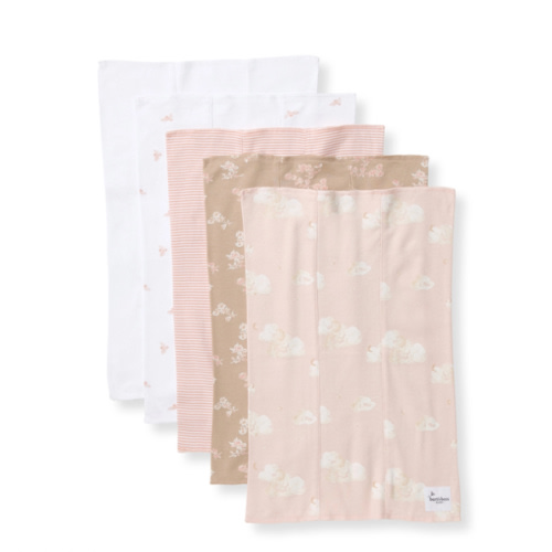 Whimsical Floral Organic Cotton Burp Cloths 5 Pack