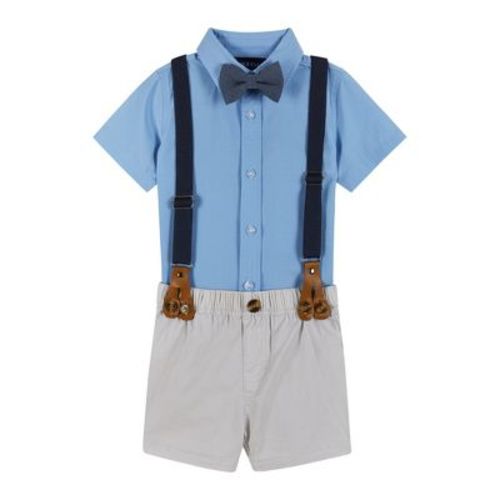 Andy & Evan Infant Blue Four Piece Suspender Set, Size 0-3 Months.