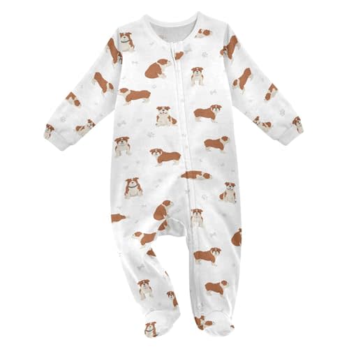 vvfelixl Exercises Doberman Dog Baby Sleepers For Girl Boys Newborn Baby Play One-Piece Footies For 0-24 Months White