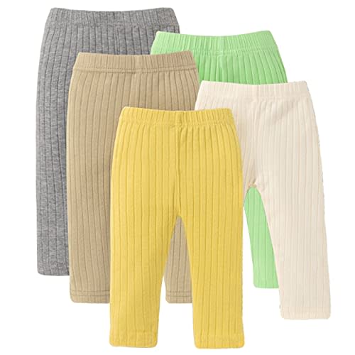 U·nikaka Unisex Baby 0-48 Months 5-Pack Pants in Grey White Black Orange and Pink