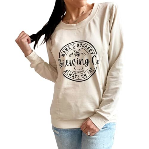 AEARGIV Women Causal Maternity Nursing Sweatshirt Comfort Friendly Zip Breastfeeding Pullover Tops Mama's Boobery Sweater