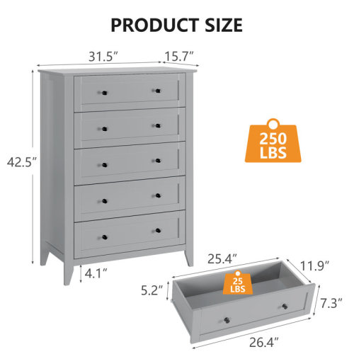 Winston Porter Chest Of 5 Drawers Dresser For Bedroom | Wayfair