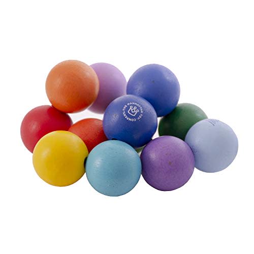 Manhattan Toy Classic Baby Beads Wood Rattle, Teether, and Clutching Toy, 5.5L x 2.5H x 4.5W in