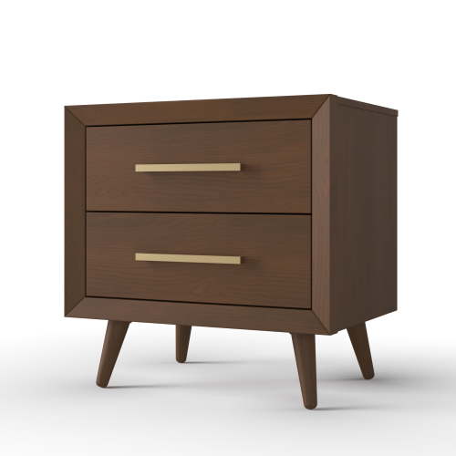 Child Craft Cranbrook 2-Drawer Nightstand, Mid-Century Modern Style, Pine Wood Construction, Toasted Chestnut