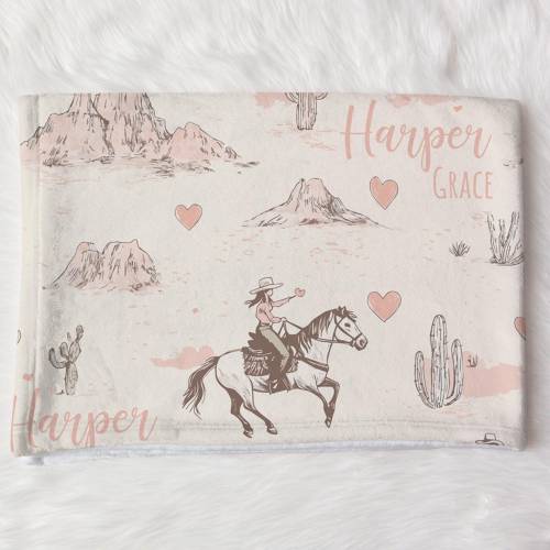 Custom Cowgirl Swaddle Blanket Desert Name Baby Blanket Western Newborn Baby Girl Coming Home Outfit Hospital Photo Outfit Baby Shower Gift