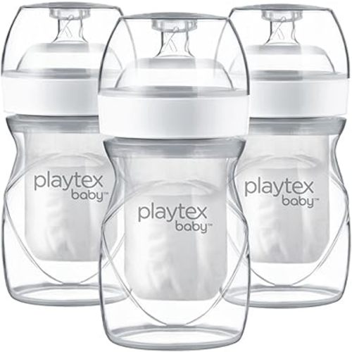 Playtex Baby Anti-Colic, Reduce Gas, Air Free Nurser Bottle with Pre-Sterilized Disposable Drop-Ins Liners, Closer to Breastfeeding, 4 Oz Bottles, 3 Count