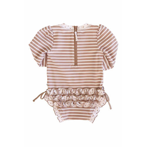 Long Sleeve Rash Guard With Ruffle Bottom | Sandy Stripes