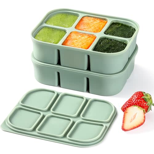 Nbyouw Ice Cube Tray 2 Pack – Stackable Large Silicone Ice Cube Freezer Molds & Easy Release Square Ice Cube Maker with Removable Lid BPA Free for Cocktail,Whiskey，Soup Baby Food