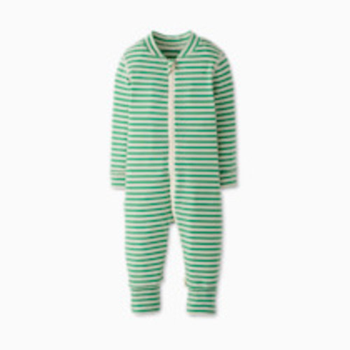 Hanna Andersson Baby 2-Way Zip Sleeper in HannaSoft - Green Spruce/Ecru, 0-3 M