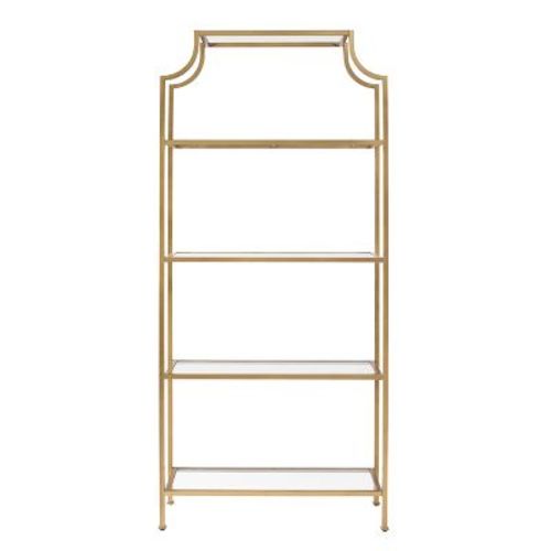 Crosley 80.5" Aimee Etagere Gold: Modern Style, 4-Tier, Tempered Glass Shelves, Steel Frame