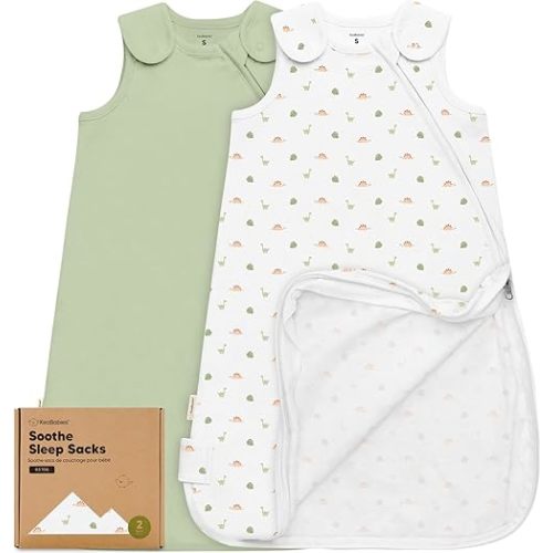 2-Pack Organic Baby Sleep Sacks, 100% Cotton - Soft & Breathable 0.5TOG Baby Wearable Blanket, Toddler Sleeping Sack 0-6 Months, Easy to Wear Transitional Swaddles for Newborns, Infants(Roarsome, S)