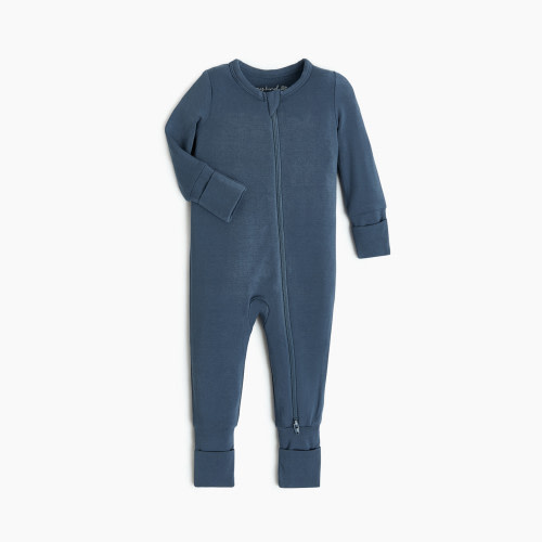 Tiny Kind Bamboo Convertible Footie Solid - Navy, 3-6 M