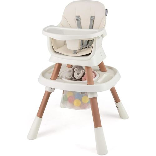 KOTEK 16 in 1 Convertible High Chair, Baby Highchair & Activity Center with Toys, Booster Seat, Building Block Table, Toddler Chair with 5-Point Harness, Removable Tray & Cushion (White)