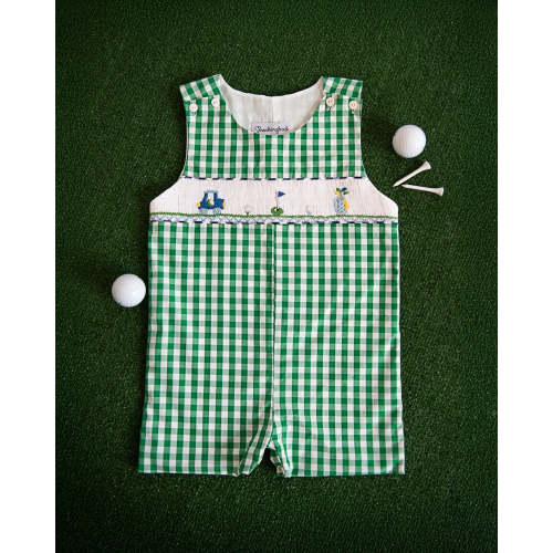 Golf Smocked Green Checked Shortall