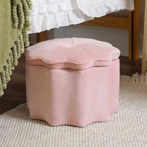 Pink Tufted Scallop Storage Ottoman | Kirklands Home