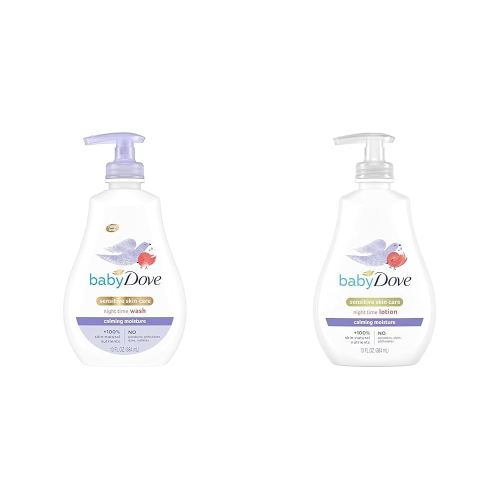 Baby Dove Sensitive Skin Care Baby Wash Calming Moisture For a Calming Bath Wash Hypoallergenic & Sensitive Skin Care Baby Lotion For a Soothing Scented Lotion Calming Moisture