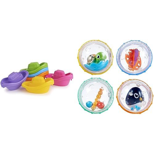 Munchkin® Little Boat Train Baby and Toddler Bath Toy, 6 Piece Set & ® Float & Play Bubbles™ Baby and Toddler Bath Toy, 4 Count