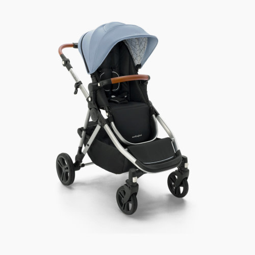 Mockingbird Single-to-Double Stroller 2.0 - Sky/Windowpane Canopy With Penny Leather