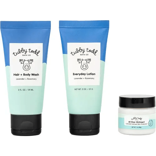 TUBBY TODD 3-Step Baby Bath & Skincare Routine - The Regulars Bundle - 2oz Baby Shampoo and Body Wash, 2oz Everyday Lotion & 1oz All Over Ointment - Lavender Rosemary