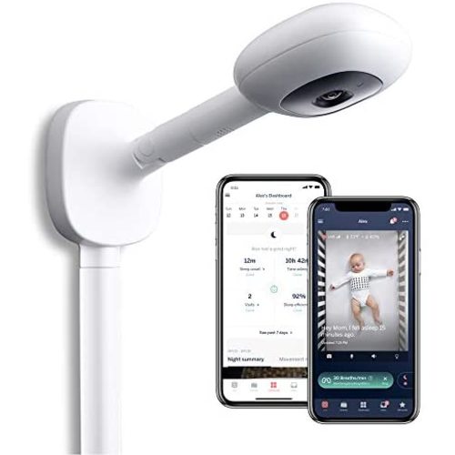 Nanit Plus - Smart Baby Monitor and Wall Mount: Camera with HD Video & Audio - Sleep Tracking - Night Vision - Temperature & Humidity Sensors and Two-Way Audio - Plus Camera & Wall Mount
