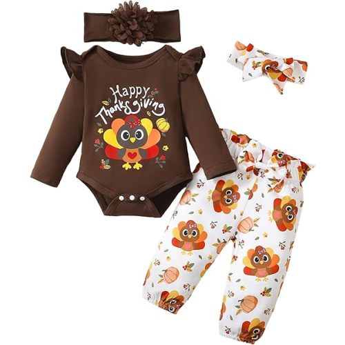 SUNNY PIGGY Newborn Infant Baby Girl Clothes Ruffle Romper Toddler Girl Floral Cotton Pant Sets Girls Clothing Outfit