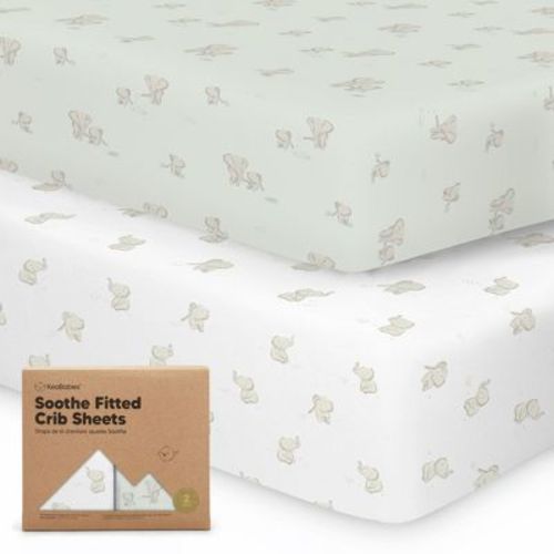 Keababies 2pk Soothe Fitted Crib Sheets Neutral, Organic Baby Crib Sheets, Fits Standard Nursery Baby Mattress (nibbles/bruce)
