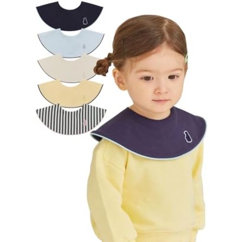 Konny Baby Bibs 5-Pack, 360 ​​° Rotate, Soft and Absorbent Bandana Drooling for Boys Girls baby Essentials