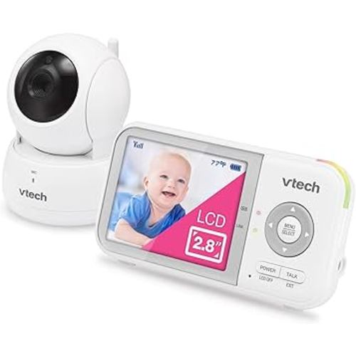 VTech VM923 Baby Monitor, 2.8” Screen, Pan-Tilt-Zoom, 1000ft Long Range, Night Vision, 2-Way Audio, Temperature Sensor, Lullabies, Secure Transmission No WiFi