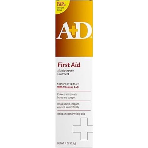A+D First Aid Multipurpose Healing Ointment - Moisturizing Skin Protectant for Dry Cracked Heels, Elbows, Hands and Lips - Protects Minor Cuts, Burns, & Scrapes – 4 oz Tube