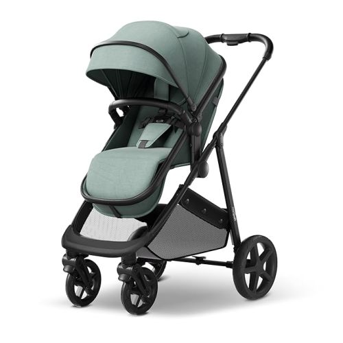 Mompush Wiz 2-in-1 Convertible Baby Stroller with Bassinet Mode - Foldable Infant Stroller to Explore More as a Family - Toddler Stroller with Reversible Stroller Seat - Sage