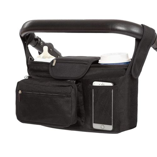 RJUP Universal Baby Stroller Organizer, Adjustable Shoulder Strap, and Detachable Phone Pocket, Ideal Stroller Accessories, Stroller Organizer for Uppababy, Baby Jogger, Britax, Doona, and More