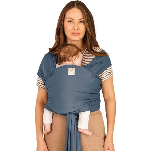 LÍLLÉbaby Dragonfly Wrap Ergonomic Baby Wrap Carrier for Newborns & Infants, Adjustable Infant Carrier for Babies 8-30 lbs - Bluestone
