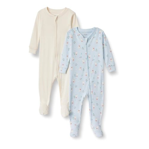 Amazon Essentials x Sofia Grainge Unisex Toddlers and Babies' Snug-Fit Cotton Footed Pajamas, Pack of 2