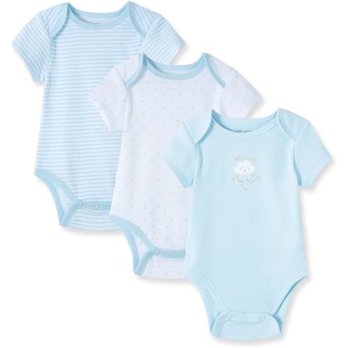 Little Me baby-boys 3-pack 100% Cotton Scratch Free Tag Onesies