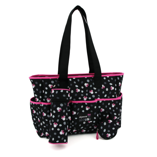 Disney Minnie Mouse Diaper Bag Backpack Set - Includes Changing Pad, Insulated Bottle and Pacifier Holder