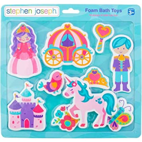Stephen Joseph, Floating Foam Bath Character 10-Piece Toy Set, Princess (SJ1148), Small