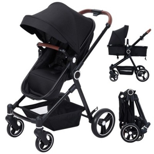 2 in1 Baby Stroller, High Landscape Infant Stroller, Reversible Bassinet Pram Stroller