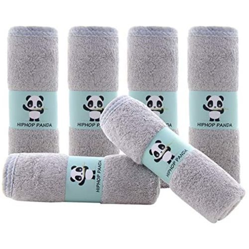 Hypoallergenic Bamboo Baby Wash Clothes - 2 Layer Ultra Soft Absorbent Bamboo Washcloths for Boy - Newborn Face Towel - Makeup Remove Washcloths for Delicate Skin - (Gray, 6 Pack)