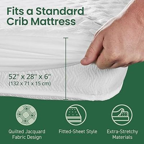SafeRest Sleepure 100% Waterproof Crib Size Mattress Protector - Viscose Derived from Bamboo - Fitted with Stretchable Pockets - Machine Washable Cotton Mattress Cover for Bed