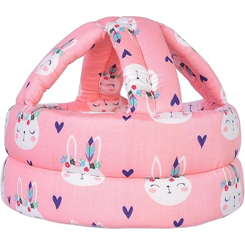 TORASO Baby Helmet, Baby Infant Head Helmet for Crawling, Head Cushion Bumper Bonnet, Soft Headguard for Toddler Learning to Walk, Pink Rabbit (1)