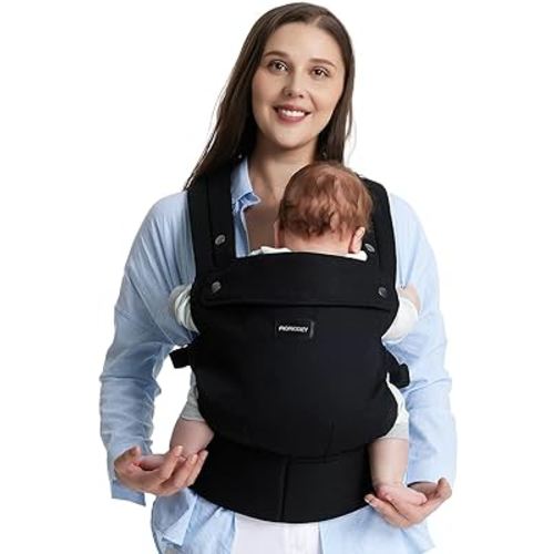 Momcozy Baby Carrier Newborn to Toddler - Ergonomic, Cozy and Lightweight Infant Carrier for 7-44lbs, Effortless to Put On, Ideal for Hands-Free Parenting, Enhanced Lumbar Support, Black