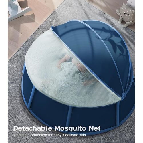 Extra Large 2-in-1 Pop up Tent, Baby Beach Tent with Canopy & Mosquito Net, Ball Pit Tent with Carrying Bag, Portable Baby Dome for Babies and Toddlers, Indoor & Outdoor, 43x43x25 in, Dark Blue