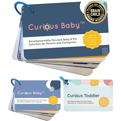Curious Baby™, Toddler, and Speech Development Cards. Award Winning 40+ Activities for Baby & Me, Activity at Home, Speech and Language Development