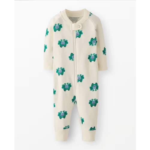 HannaJams™ Sleeper - Color: Happy Frogs on Ecru - Size: 0-3 months