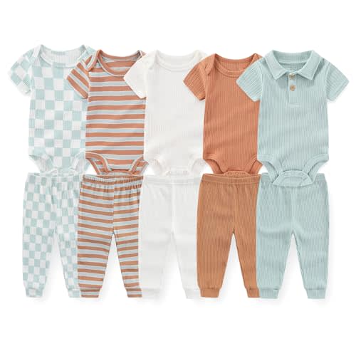 JELYLOVE Unisex Baby Boy Girl Pants Sets 10 pack Cotton Casual New born Clothes Comfort Infant Outfit