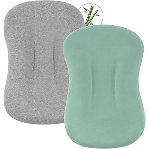 FUNUPUP Baby Lounger Cover Compatible with Snuggle Me Lounger, Rayon Made from Bamboo Infant Lounger Pillow Cover for Newborn, Removable Elastic Newborn Lounger Cover,Grey and Green